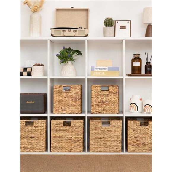 Wicker Baskets for Storage with Liners, Water Hyacinth Storage Baskets - Picture 5 of 7